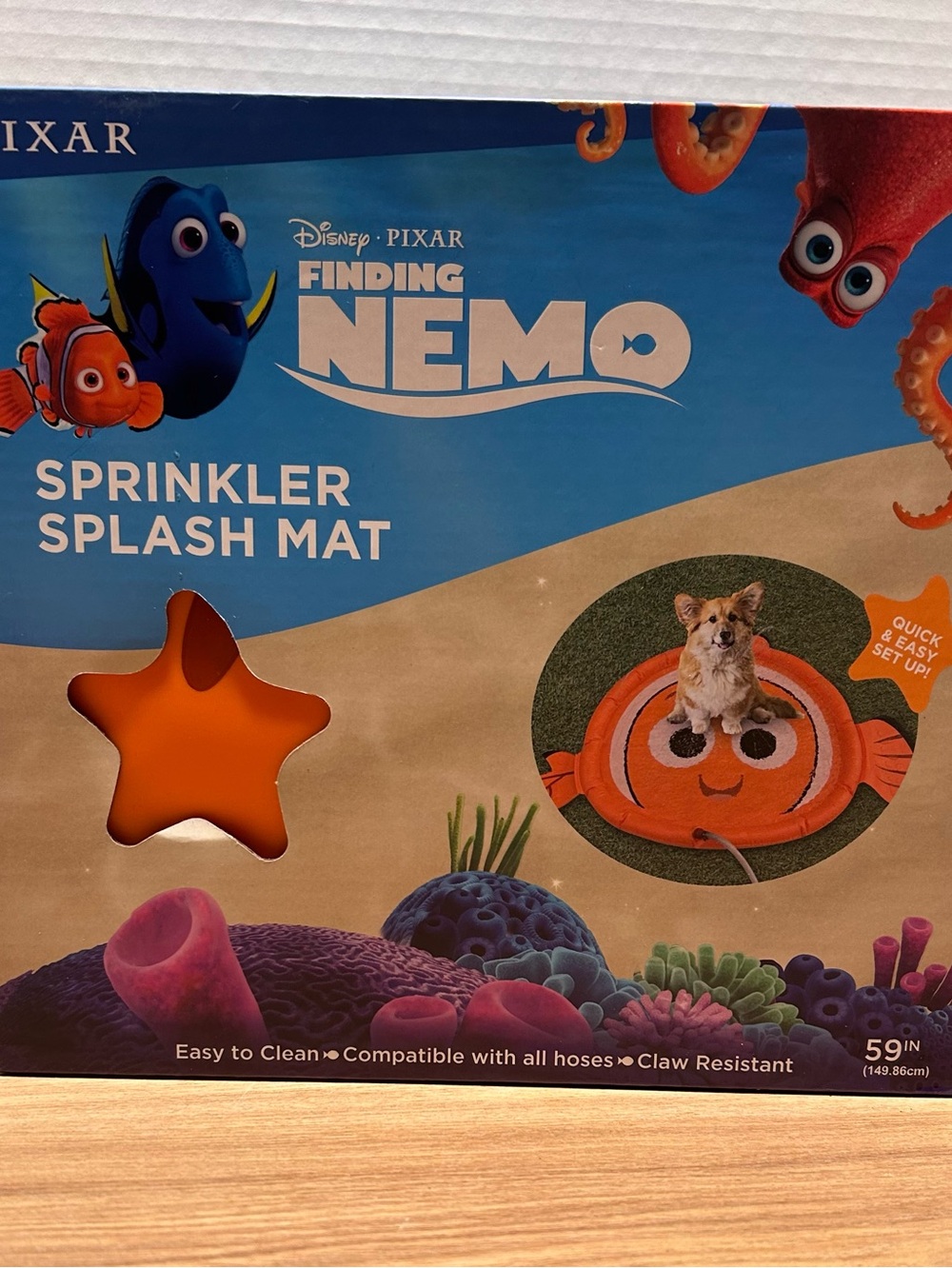 Finding Nemo Orange Sprinkler Splash Mat - Pet Play Pool for Dogs, New
